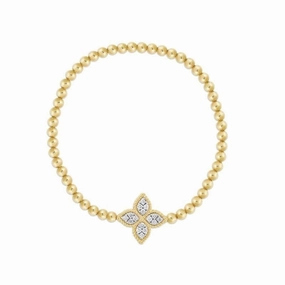 Roberto Coin Princess Flower 18ct Yellow Gold Diamond Small Bracelet