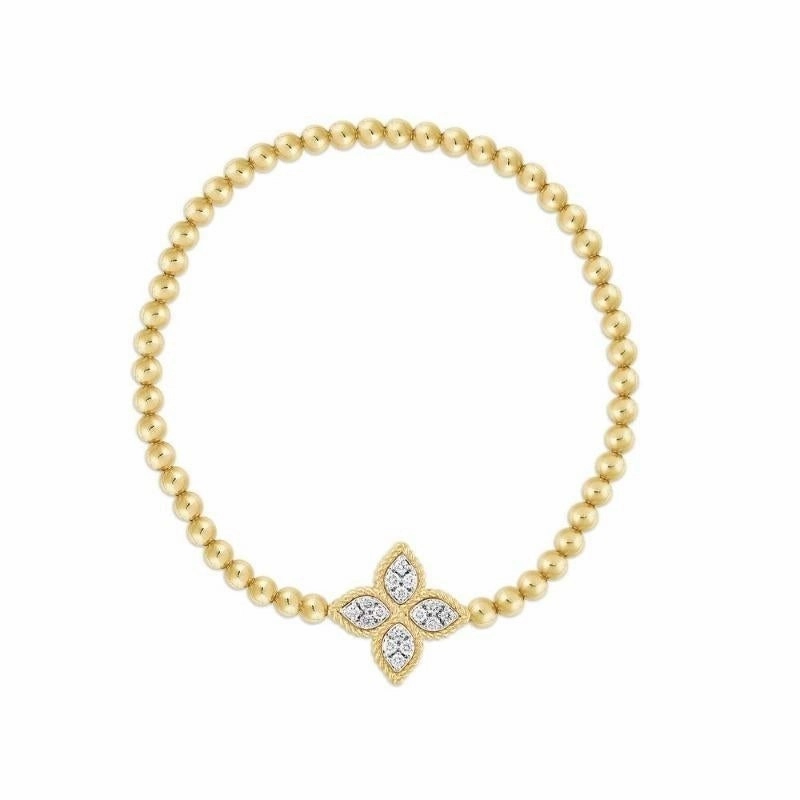Roberto Coin Princess Flower 18ct Yellow Gold Diamond Small Bracelet