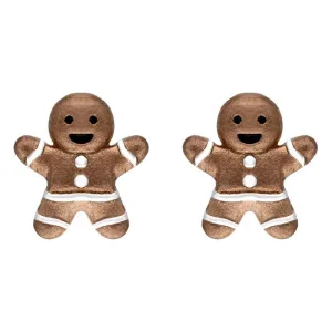 Rose Gold Plated Sterling Silver Gingerbread Man Stud Earrings