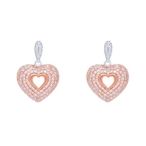 Rose Gold Sterling Silver Plated Heart Drop Earrings