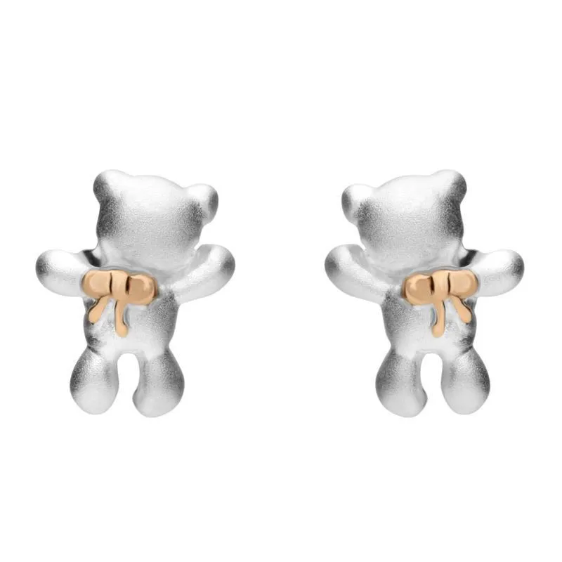 Rose Gold Sterling Silver Plated Teddy Bear Stud Earrings