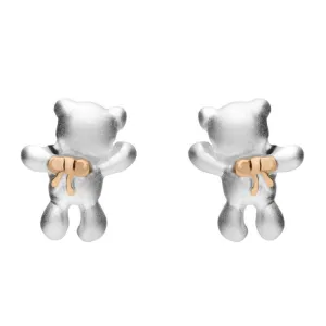 Rose Gold Sterling Silver Plated Teddy Bear Stud Earrings