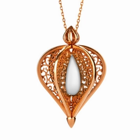 Rose Gold Plated Sterling Silver Bauxite Flore Filigree Droplet Necklace