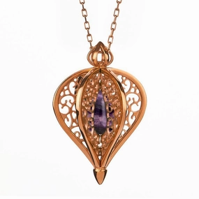 Rose Gold Plated Sterling Silver Blue John Flore Filigree Small Necklace