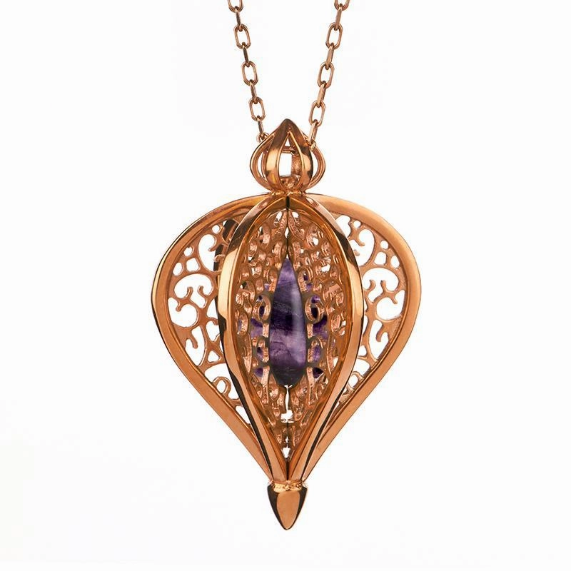 Rose Gold Plated Sterling Silver Blue John Flore Filigree Small Necklace
