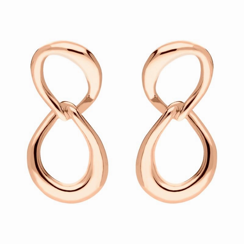 Rose Gold Plated Sterling Silver Infinity Link Stud Earrings