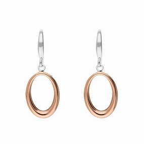 Rose Gold Plated Sterling Silver Open Oval Infinity Drop Earrings