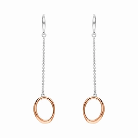 Rose Gold Plated Sterling Silver Open Oval Infinity Long Drop Earrings