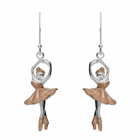 Rose Gold Sterling Silver Plated Ballerina Hook Drop Earrings
