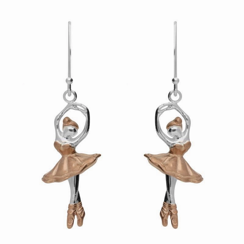 Rose Gold Sterling Silver Plated Ballerina Hook Drop Earrings
