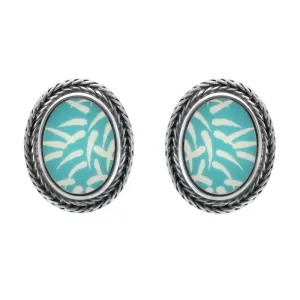 Royal Crown Derby Mikado Sterling Silver Foxtail Blue Stud Earrings