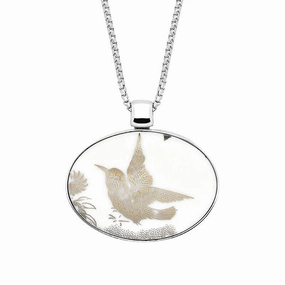 Royal Crown Derby Platinum Aves Sterling Silver Oval Necklace