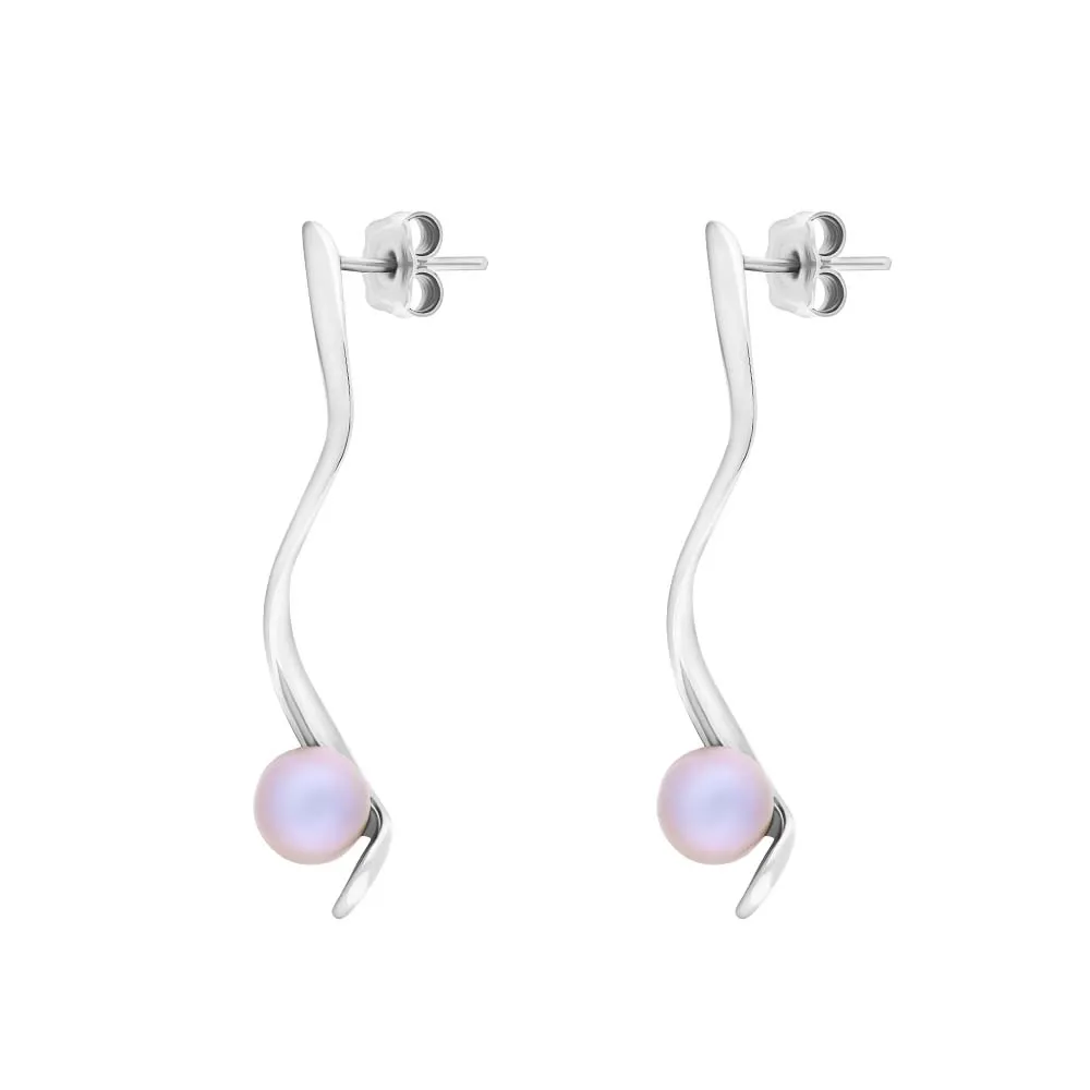 Sarah Jordan Sterling Silver Freshwater Pearl Swirls And Pearls Ringlet Drop Earrings