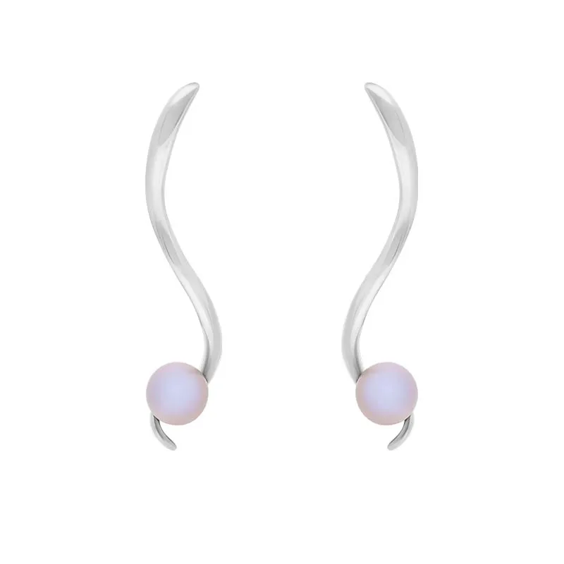 Sarah Jordan Sterling Silver Freshwater Pearl Swirls And Pearls Ringlet Drop Earrings