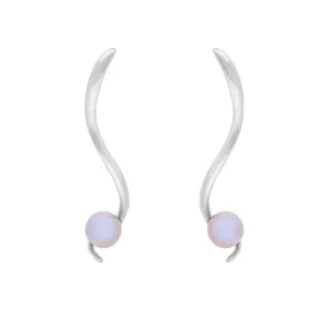 Sarah Jordan Sterling Silver Freshwater Pearl Swirls And Pearls Ringlet Drop Earrings