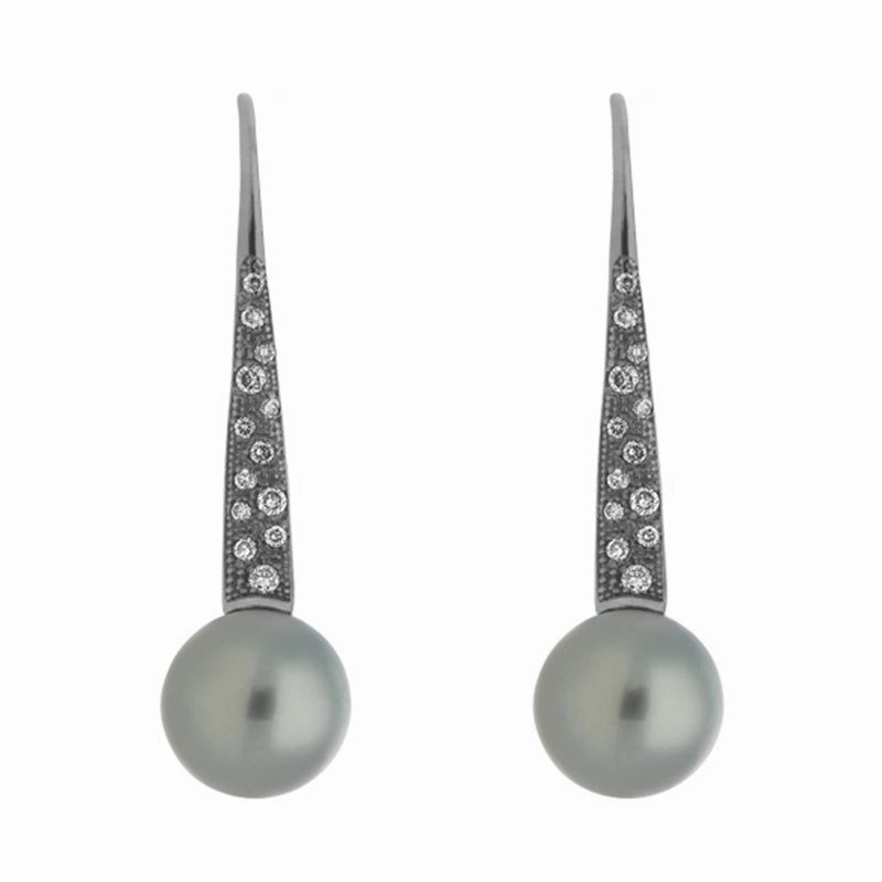 Schoeffel Creative Sterling Silver & Palladium Pearl Diamond Drop Earrings