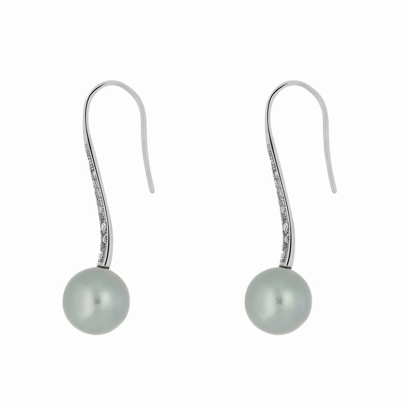 Schoeffel Creative Sterling Silver & Palladium Pearl Diamond Drop Earrings