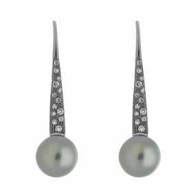 Schoeffel Creative Sterling Silver & Palladium Pearl Diamond Drop Earrings