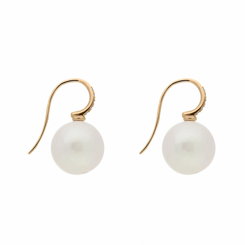Schoeffel Happy Days 18ct Rose Gold Pearl Diamond Drop Earrings