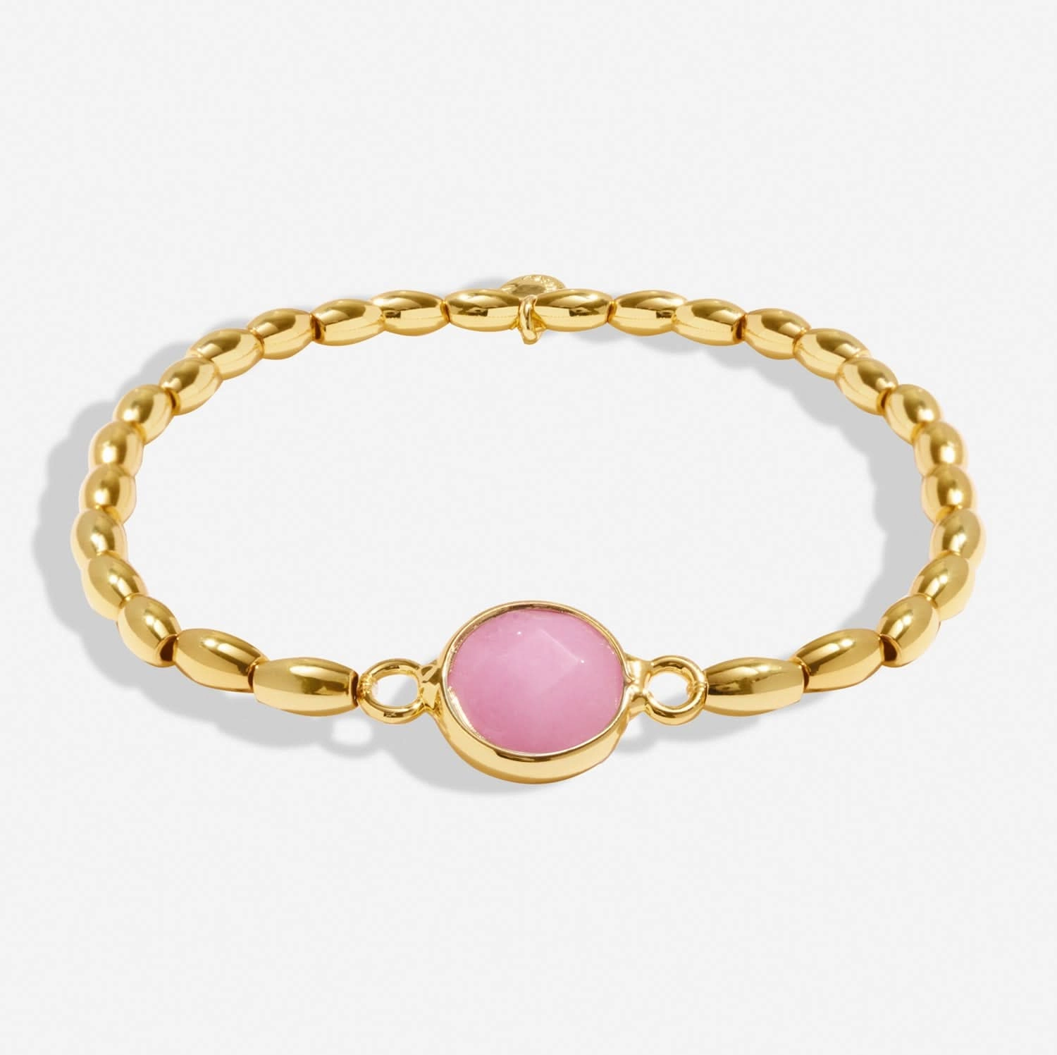 Serenity Stones Pink Jade Gold Plated Bracelet 8441