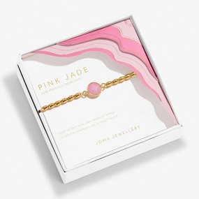 Serenity Stones Pink Jade Gold Plated Bracelet 8441