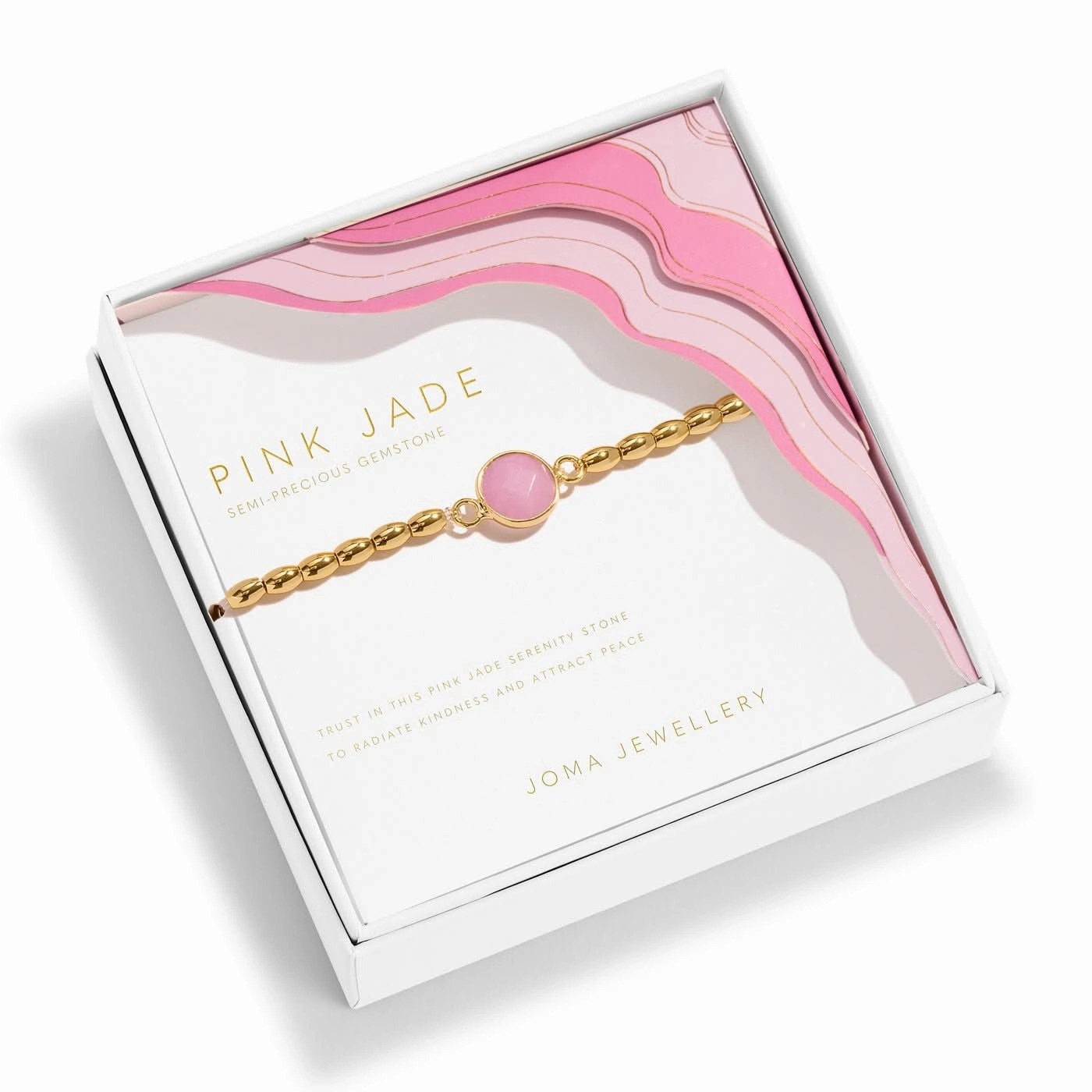 Serenity Stones Pink Jade Gold Plated Bracelet 8441