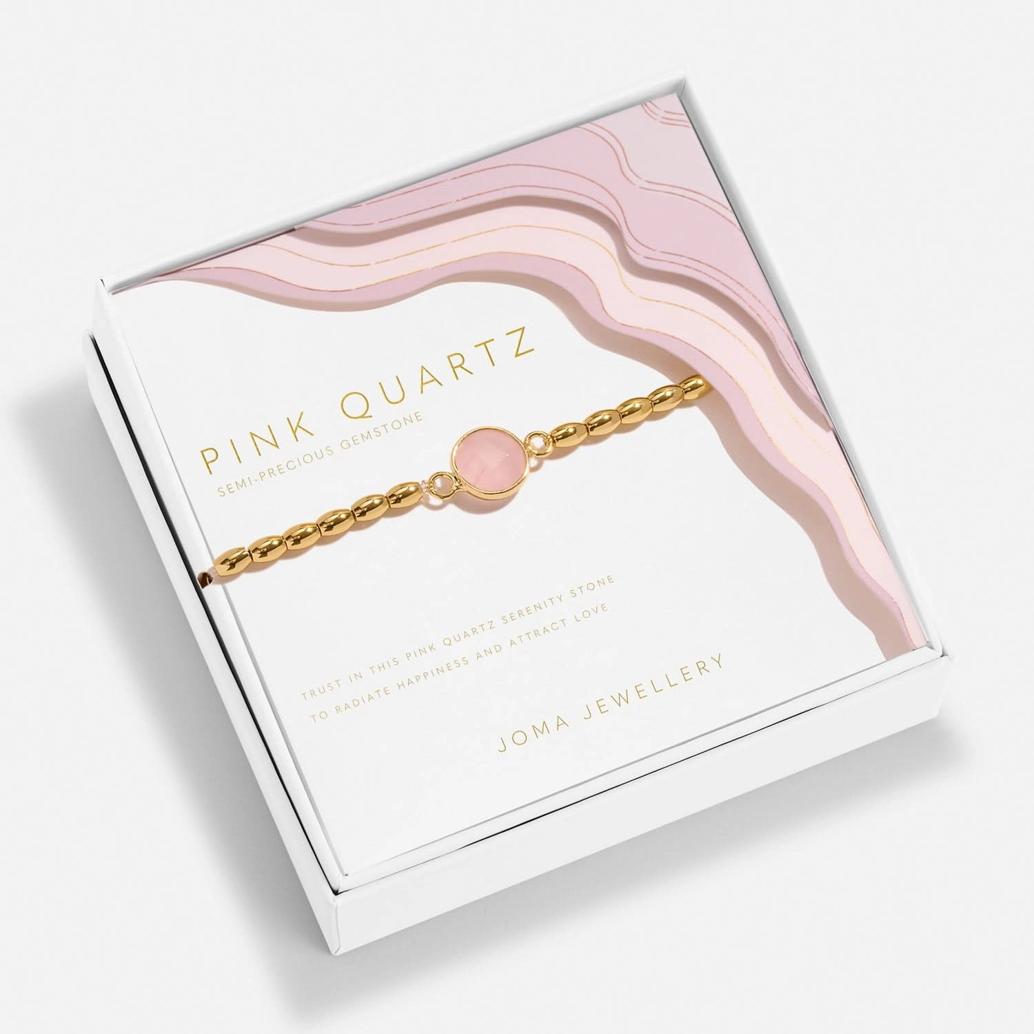 Serenity Stones Pink Quartz Gold Plated Bracelet 8435