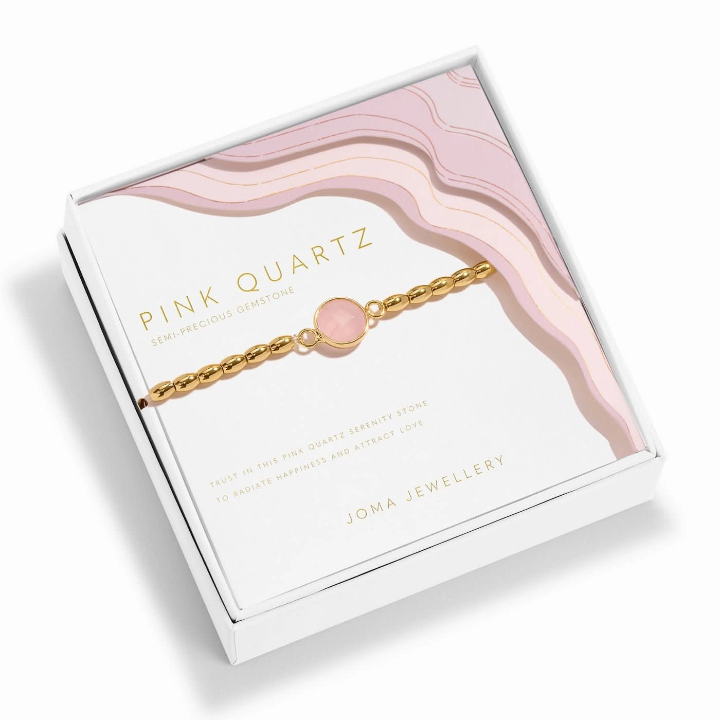 Serenity Stones Pink Quartz Gold Plated Bracelet 8435