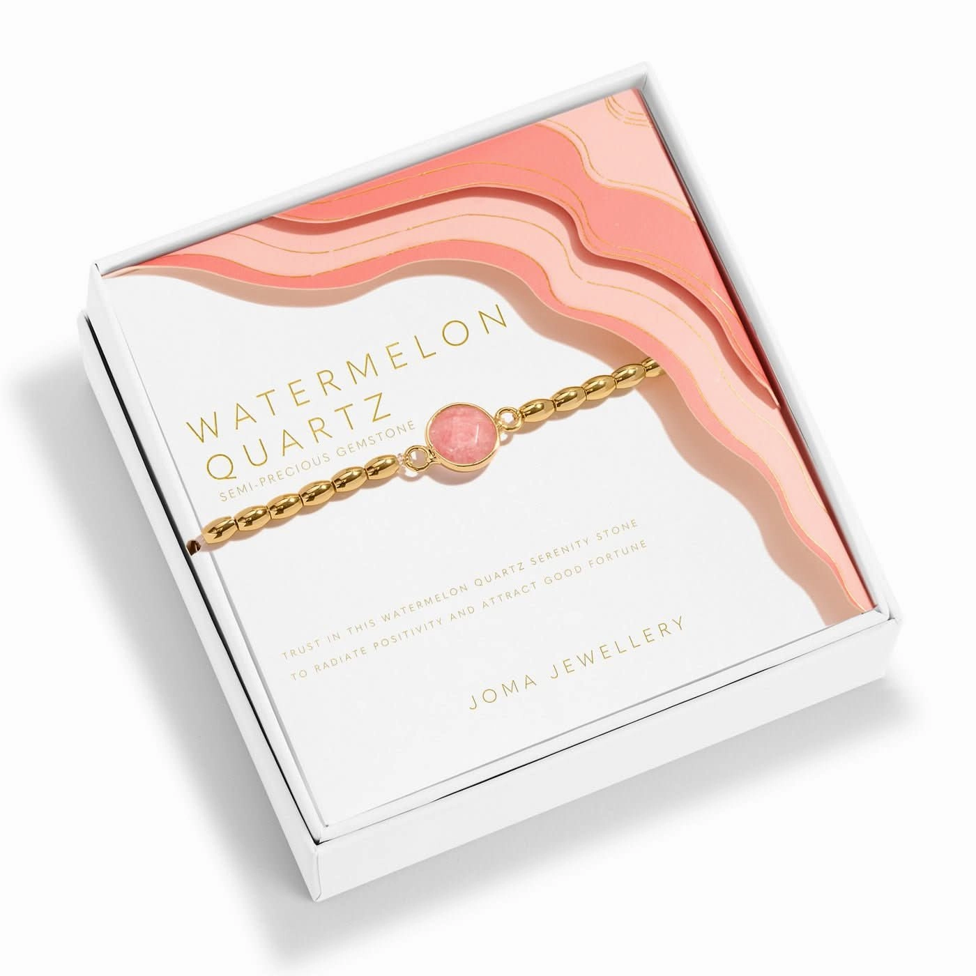 Serenity Stones Watermelon Quartz Gold Plated Bracelet 8438