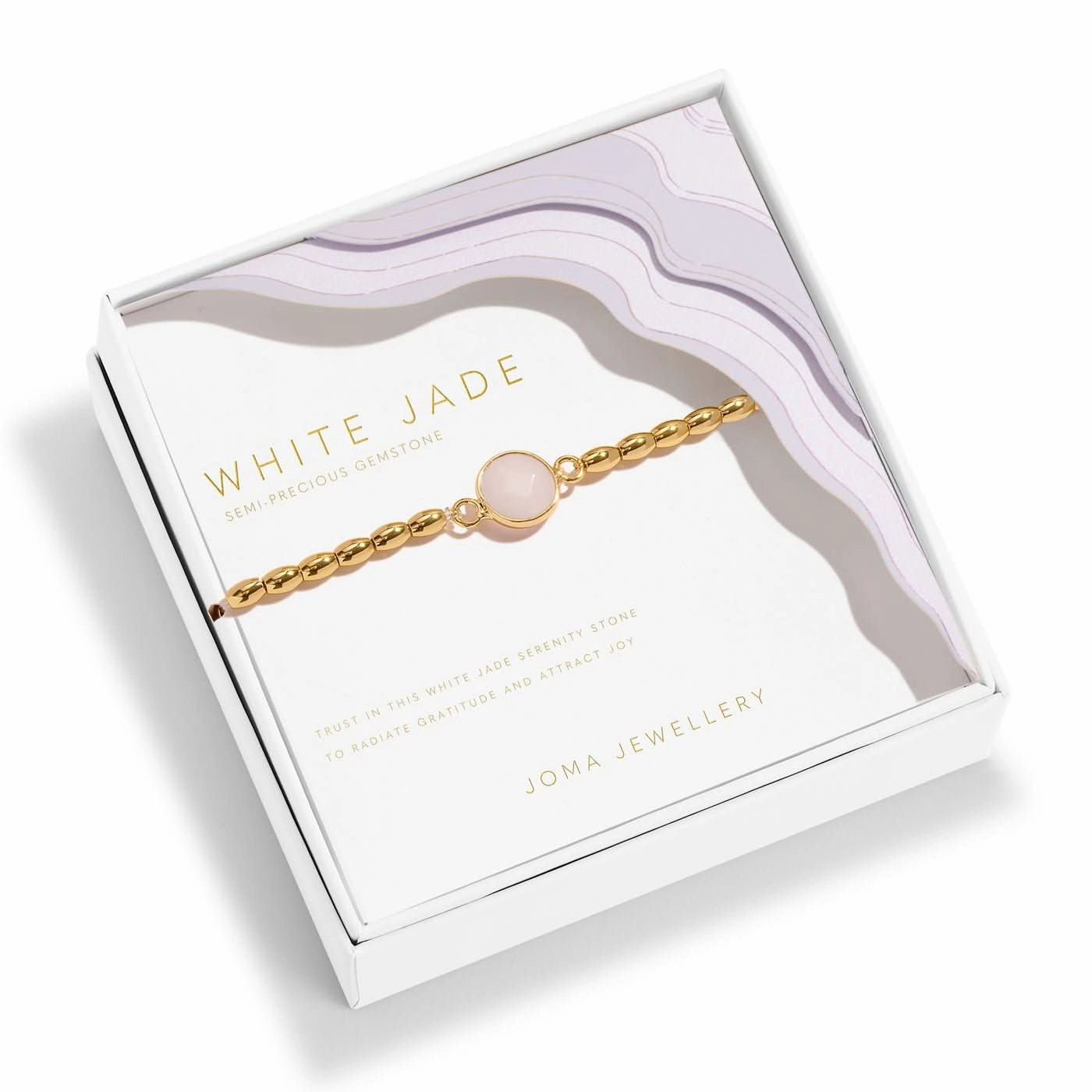 Serenity Stones White Jade Gold Plated Bracelet 8440