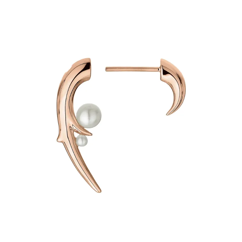 Shaun Leane 18ct Rose Gold Plated Sterling Silver White Pearl Hooked Pearl Earrings D