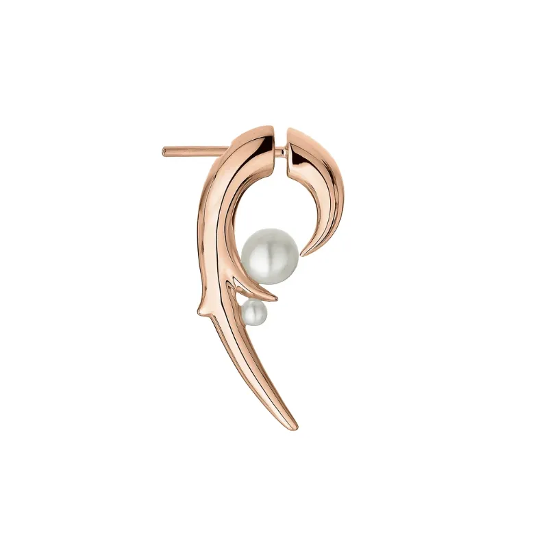 Shaun Leane 18ct Rose Gold Plated Sterling Silver White Pearl Hooked Pearl Earrings D