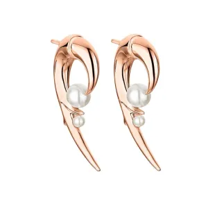 Shaun Leane 18ct Rose Gold Plated Sterling Silver White Pearl Hooked Pearl Earrings D