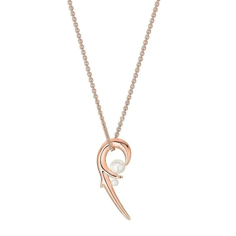 Shaun Leane 18ct Rose Gold Plated Sterling Silver White Pearl Hooked Pearl Necklace D