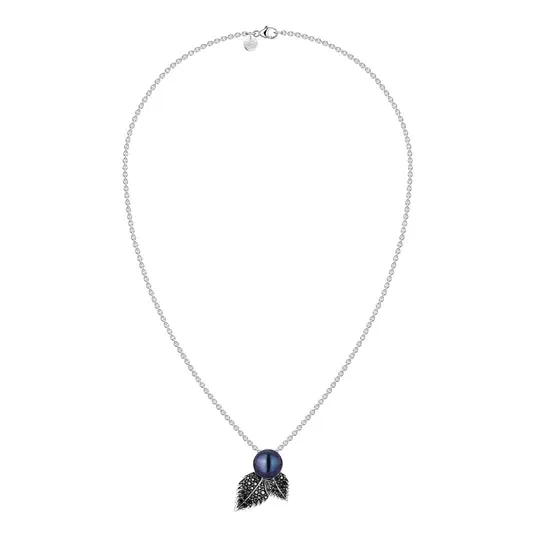 Shaun Leane Blackthorn Sterling Silver Black Spinel Pearl Leaf Pendant