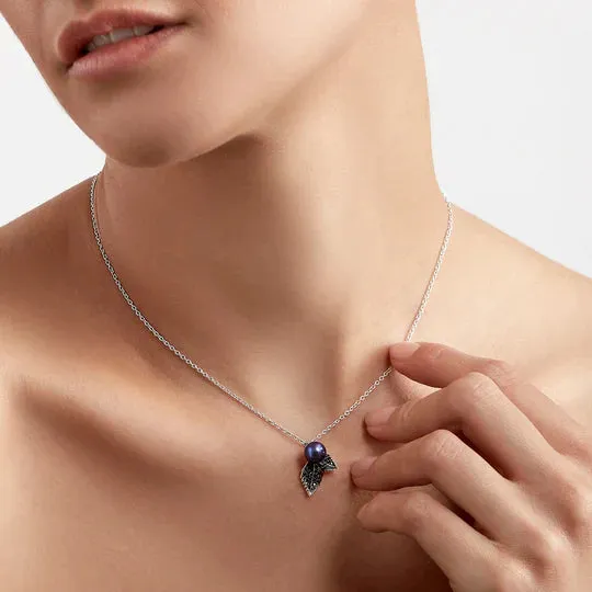 Shaun Leane Blackthorn Sterling Silver Black Spinel Pearl Leaf Pendant