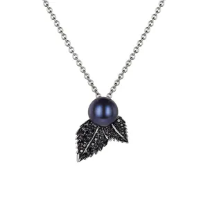 Shaun Leane Blackthorn Sterling Silver Black Spinel Pearl Leaf Pendant