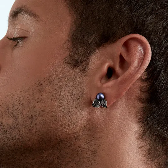 Shaun Leane Blackthorn Sterling Silver Black Spinel Pearl Stud Earrings