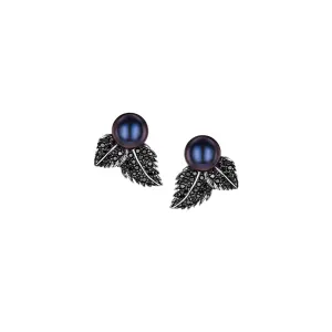 Shaun Leane Blackthorn Sterling Silver Black Spinel Pearl Stud Earrings