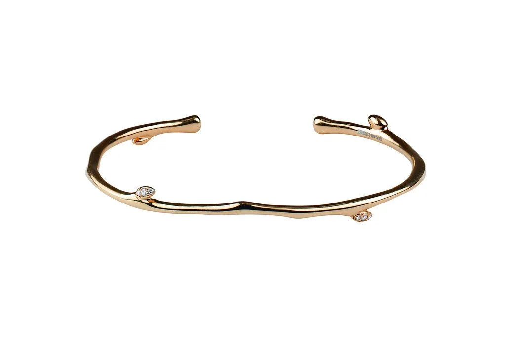 Shaun Leane Cherry Blossom 18ct Rose Gold Plated Sterling Silver 0.05ct Diamond Bangle
