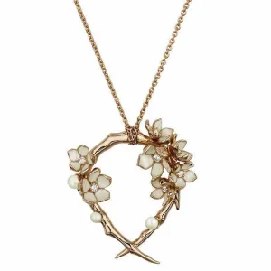 Shaun Leane Cherry Blossom 18ct Rose Gold Plated Sterling Silver Diamond Pearl Hoop Necklace