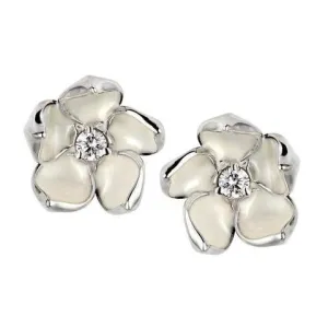Shaun Leane Cherry Blossom Sterling Silver 0.14ct Diamond Large Stud Earrings