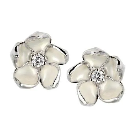 Shaun Leane Cherry Blossom Sterling Silver 0.14ct Diamond Large Stud Earrings