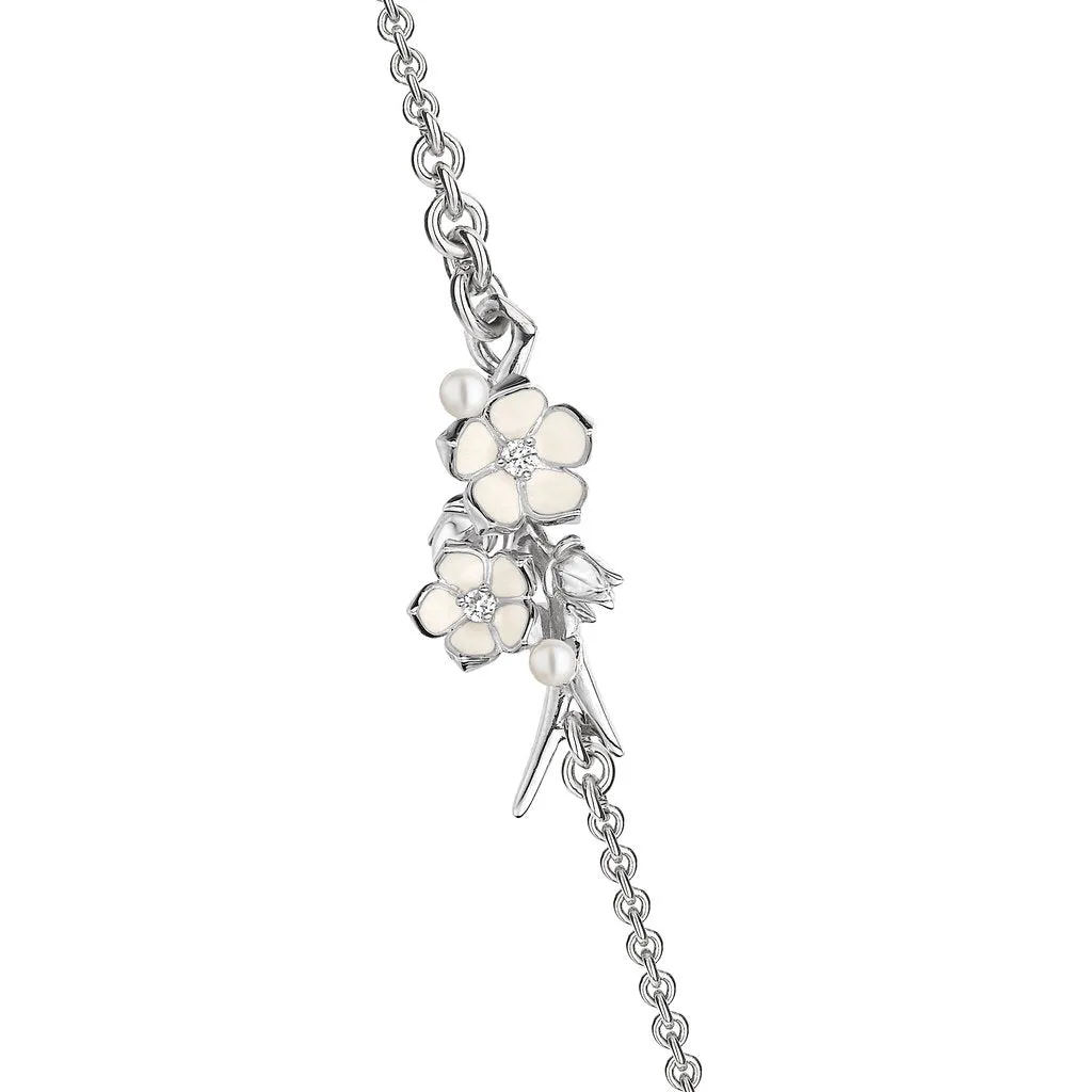 Shaun Leane Cherry Blossom Sterling Silver Pearl 0.80ct Diamond Sautoir Necklace