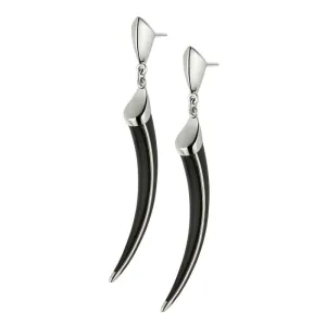 Shaun Leane Earrings Tusk Black Enamel Silver