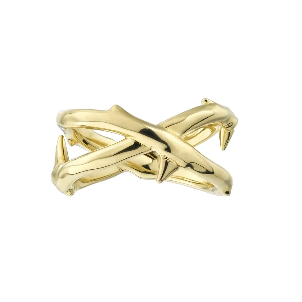 Shaun Leane Rose Thorn 18ct Yellow Gold Plated Sterling Silver Wide Ring