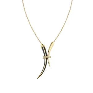 Shaun Leane Sabre Deco 18ct Yellow Gold Plated Sterling Silver Ceramic Diamond Necklace