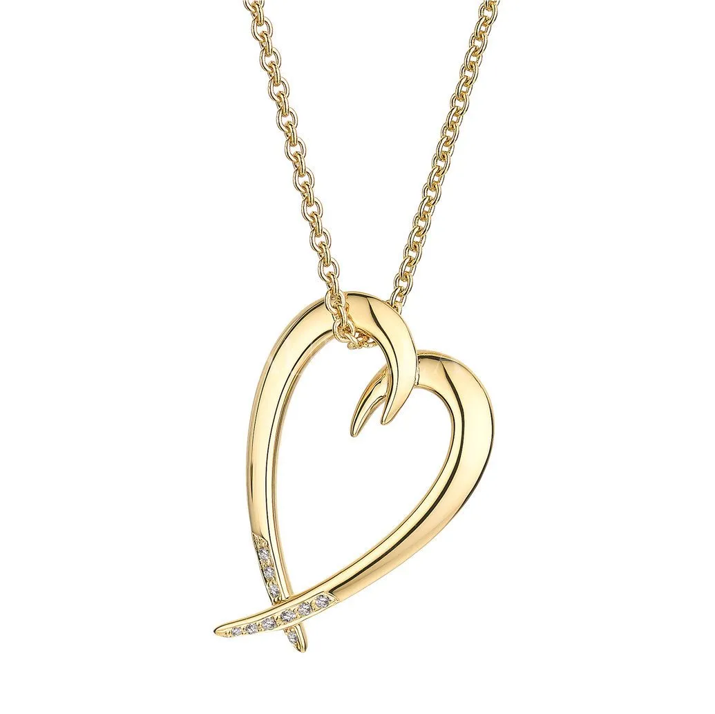Shaun Leane Signature 18ct Yellow Gold Plated Sterling Silver Diamond Heart Necklace