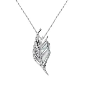 Shaun Leane Sterling Silver Diamond Mother of Pearl Feather Necklace