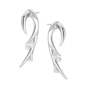 Shaun Leane Sterling Silver White Pearl Hooked Pearl Large Earrings